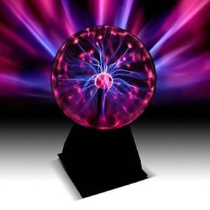 Plasma Ball Lamp Large Electric Globe Static Light w Touch, Sound Sensitive Lightning, Big 8 Inch Glass Sphere